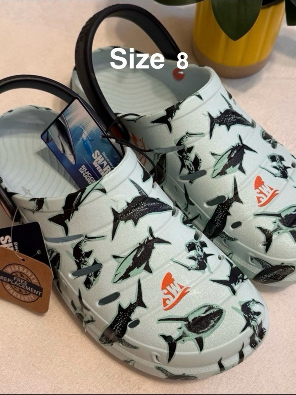 Rugged Shark Men's Shark Week Clogs, Size 8